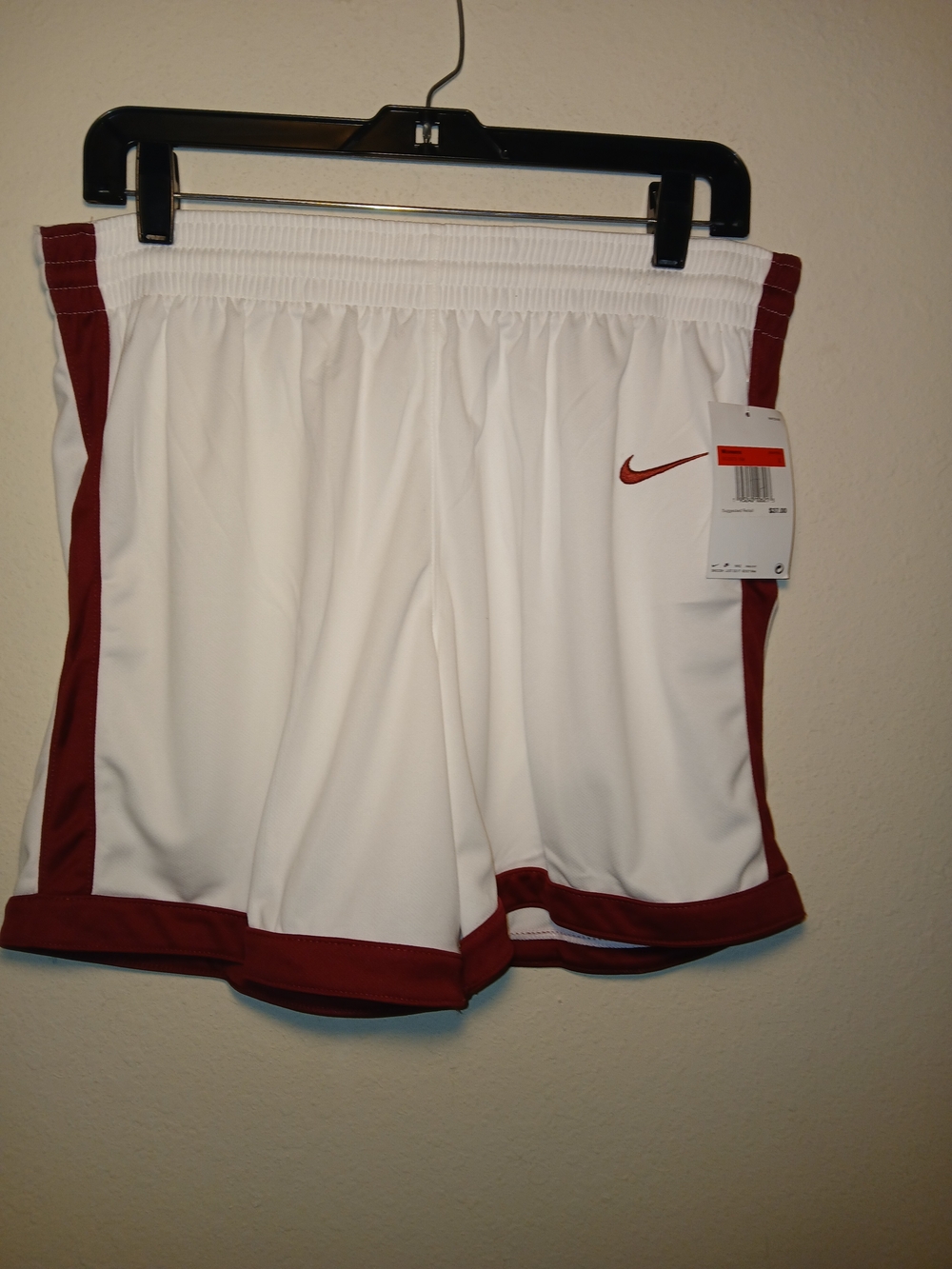 Nike Women's Shorts Dri-Fit  ( L )  White/Red Wine Basketball